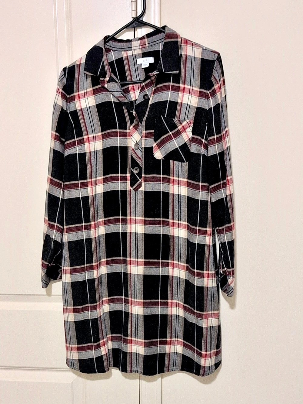 J. Jill Plaid Mini Dress in Black & Red Like New
